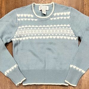 Petite Sophisticate Fair Isle Hearts Sweater